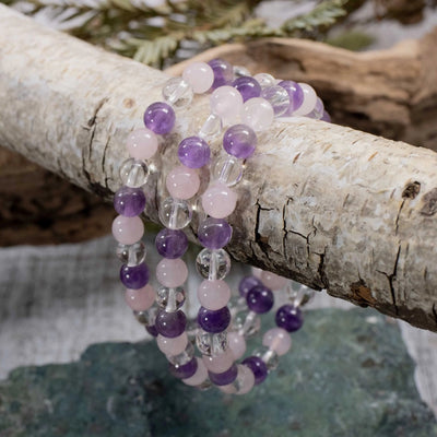 Rose Quartz, Amethyst and Crystal Quartz Bracelet