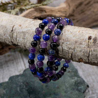 Lapis, Amethyst and Black Tourmaline Bracelet