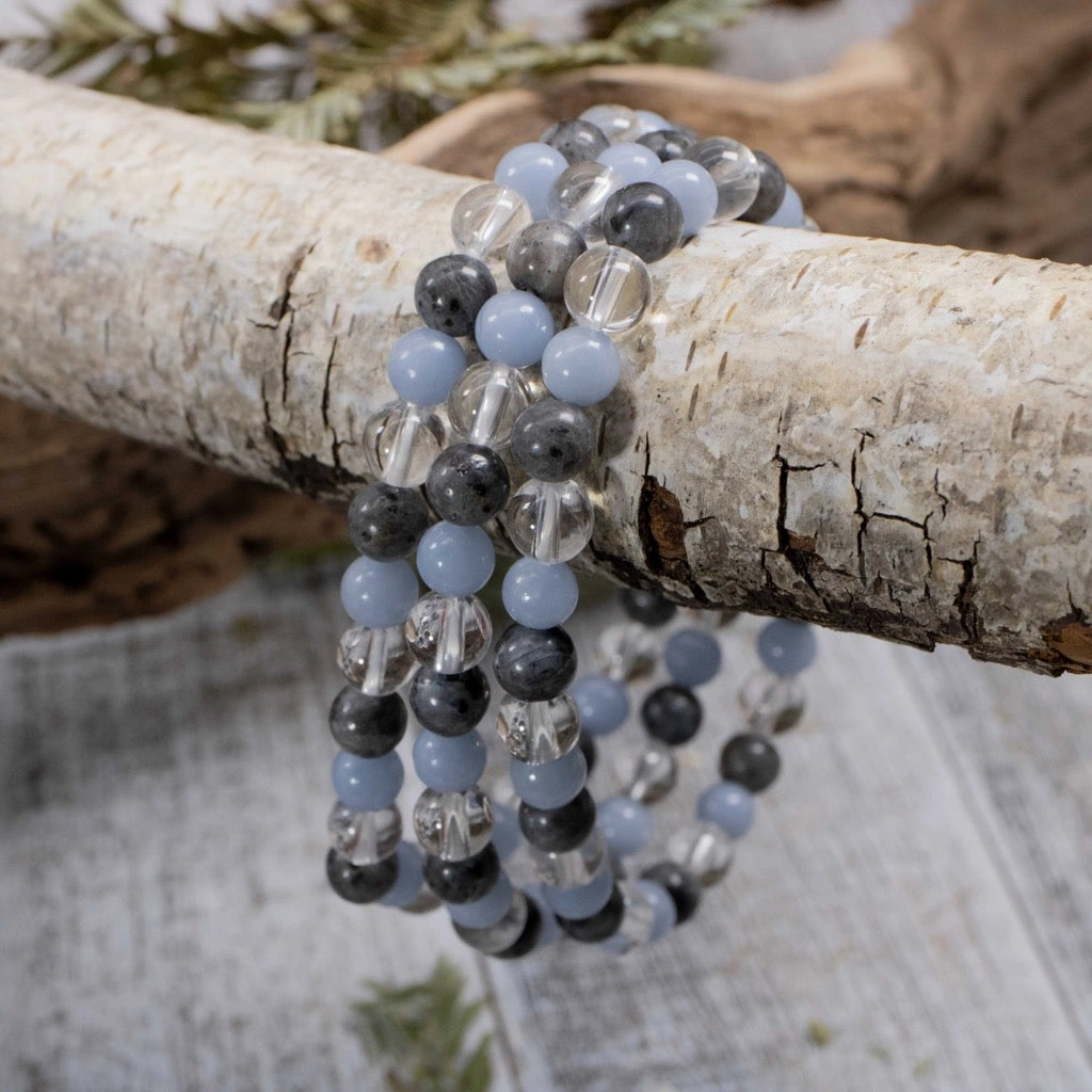 Labradorite, Angelite & Quartz Bracelet