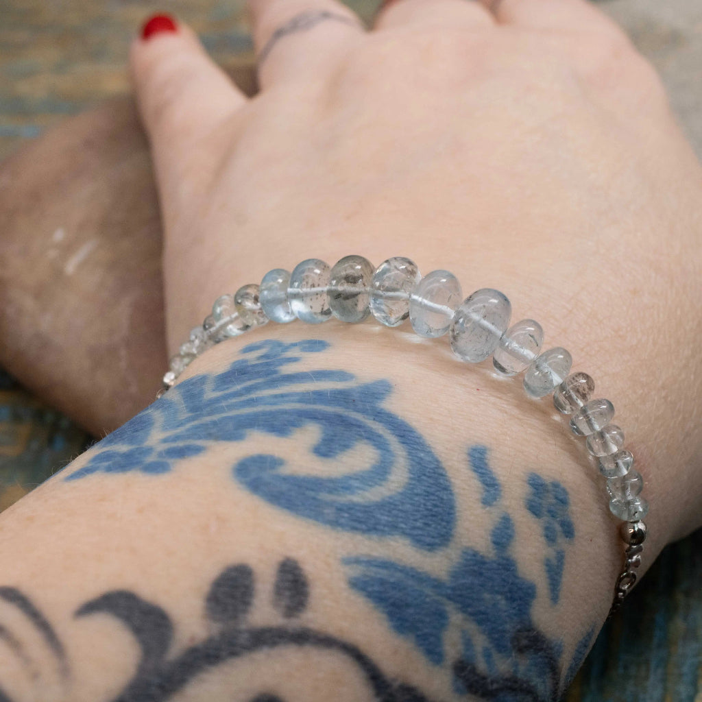 Aquamarine Bolo Bracelet hand