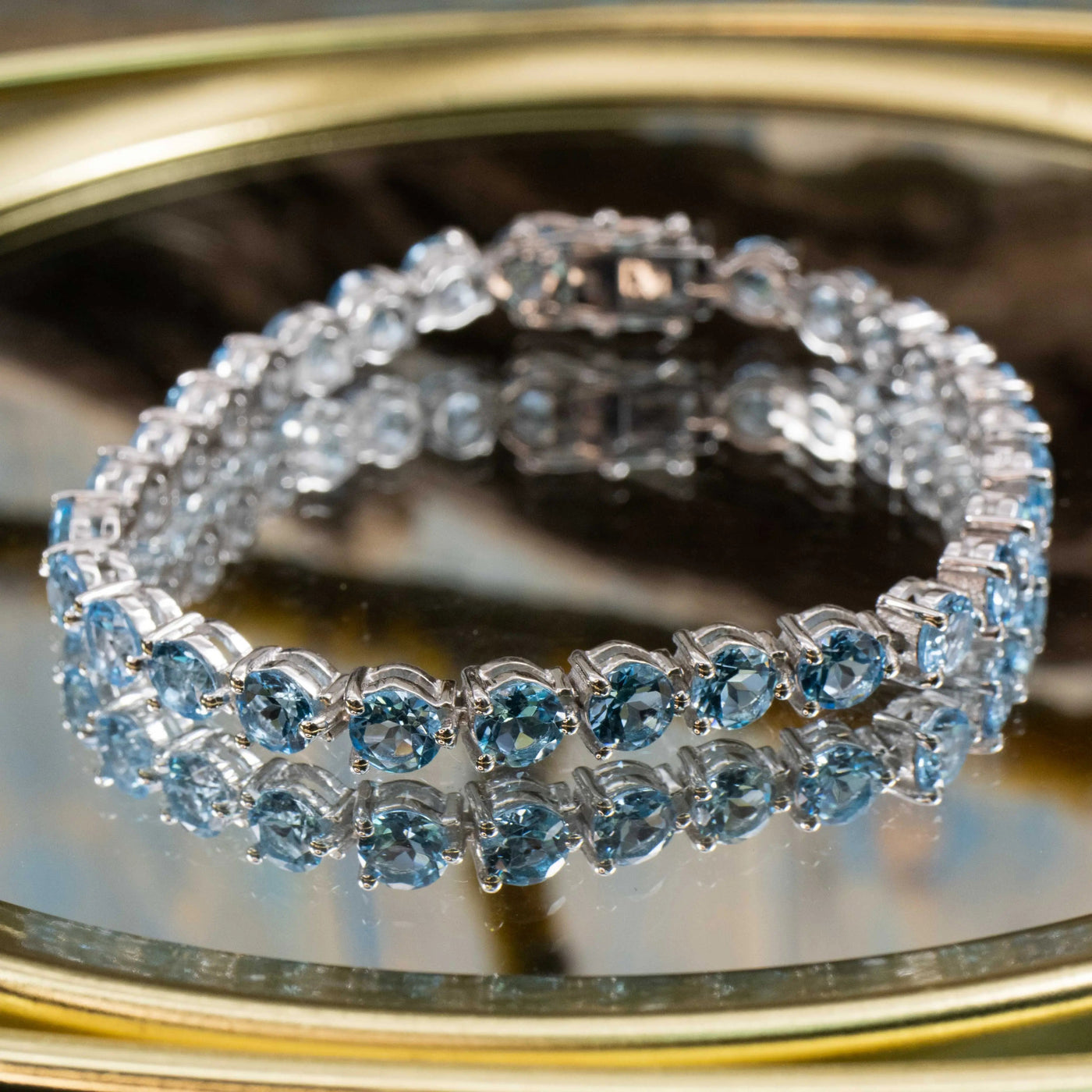 Blue Topaz Sterling Silver Tennis Bracelet 