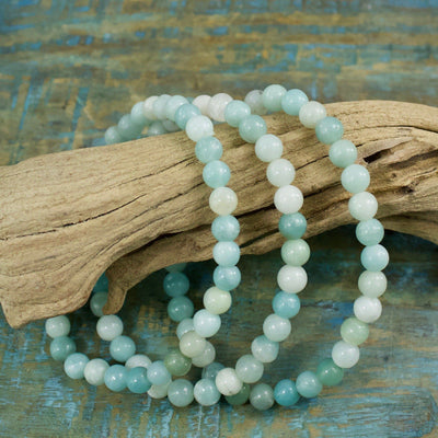 Blue Amazonite Bracelet, 8mm Polished Beads