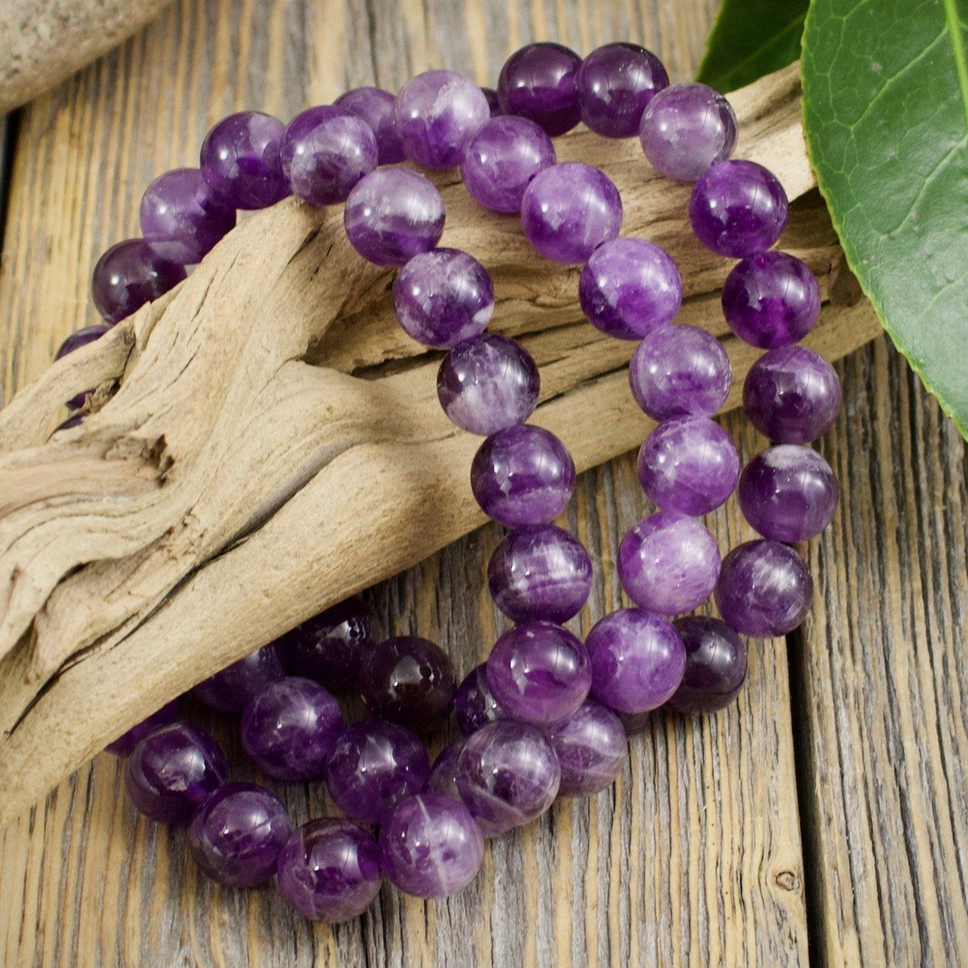 Amethyst Bracelet, 10mm Ball Beads