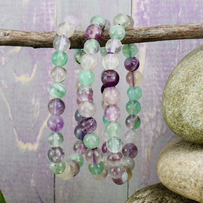 Fluorite Bracelet, 10mm Round Beads