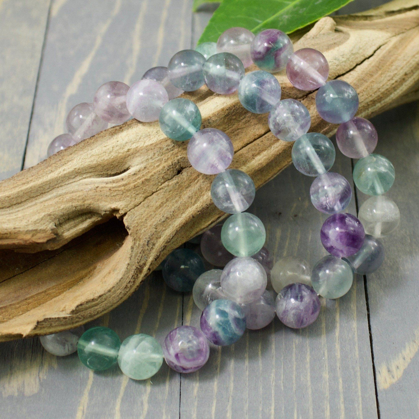 Fluorite Bracelet, 10mm Round Beads