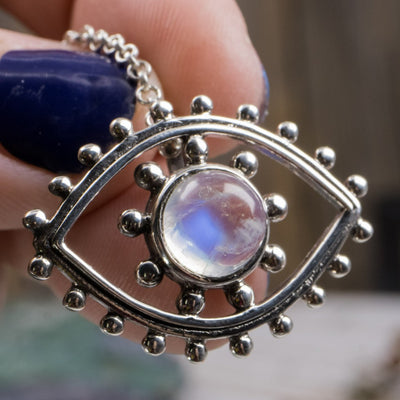 Moonstone Eye Pendant Necklace