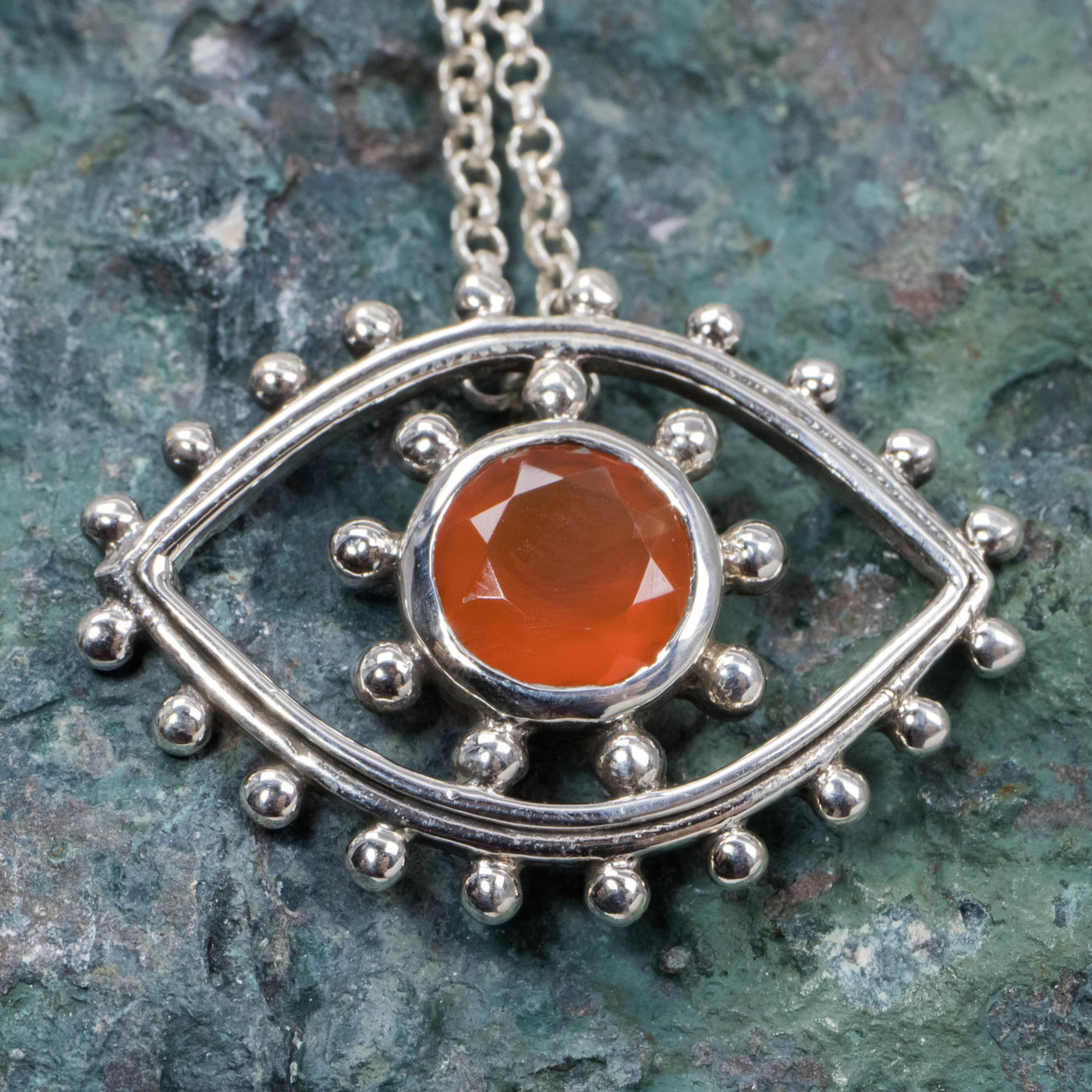 Carnelian Eye Pendant sterling
