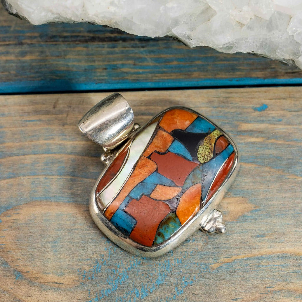 Crystal Artisanal Mosaic Pendant Rectangle 