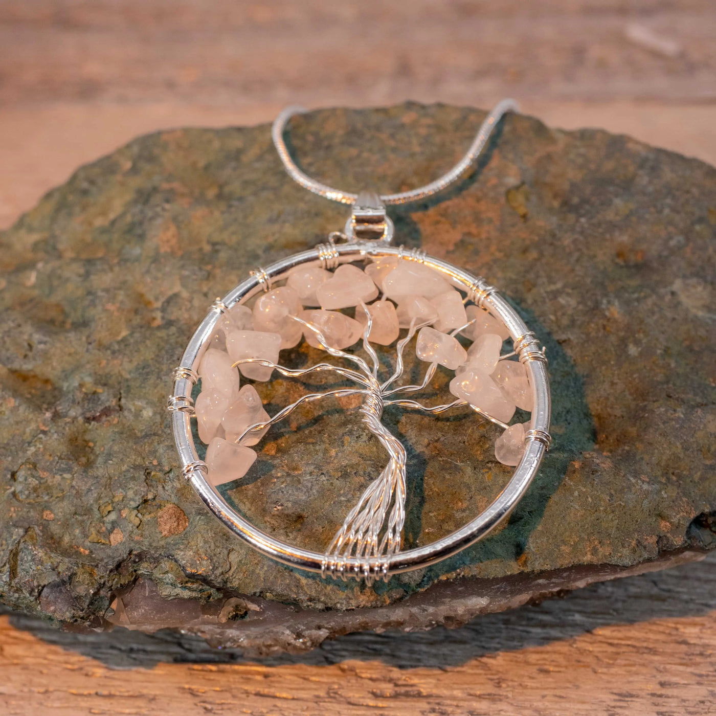 Rose Quartz Tree of Life Necklace