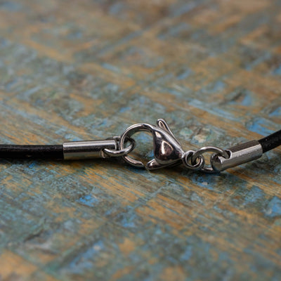 Crescent Moon Necklace w/ Star, Black or White