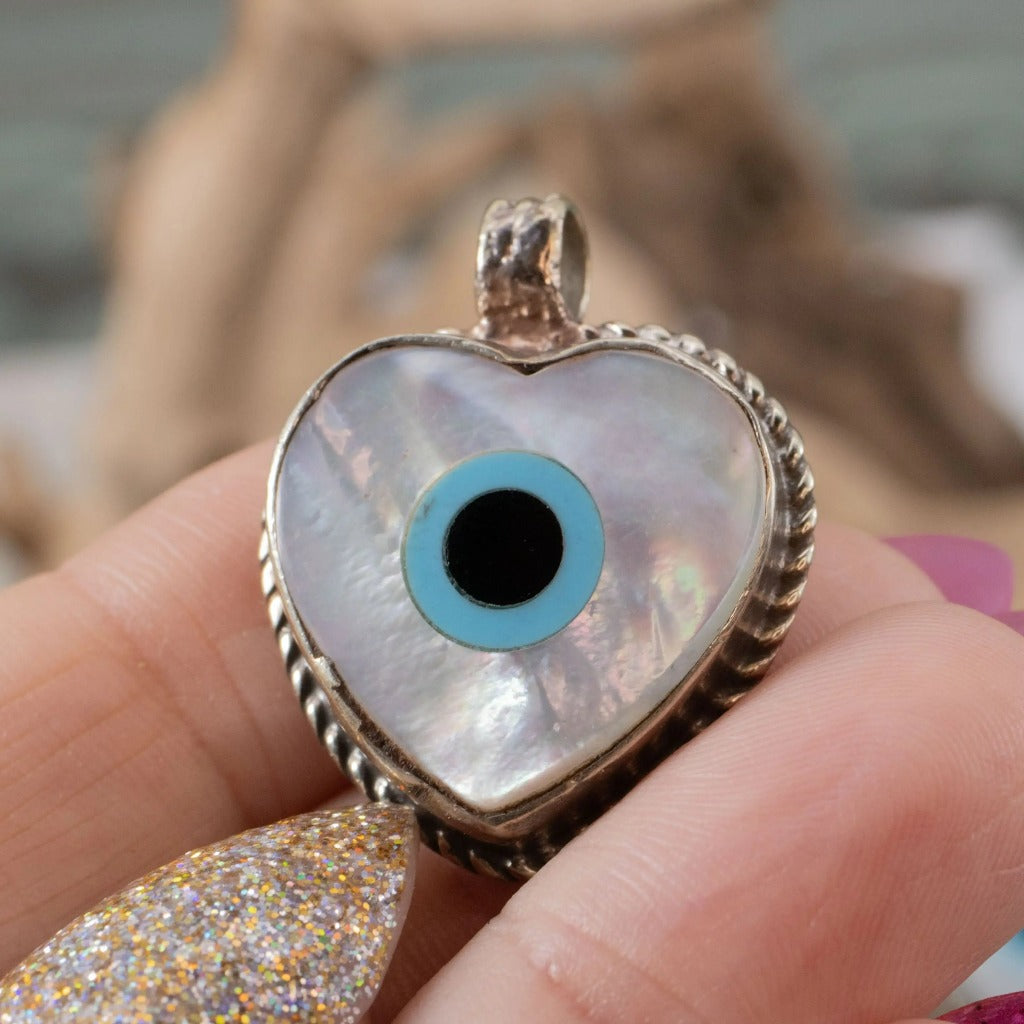 Mother of Pearl, Turquoise & Onyx Evil Eye Pendant Collection