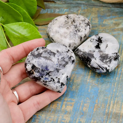 Rainbow Moonstone with Tourmaline Hearts