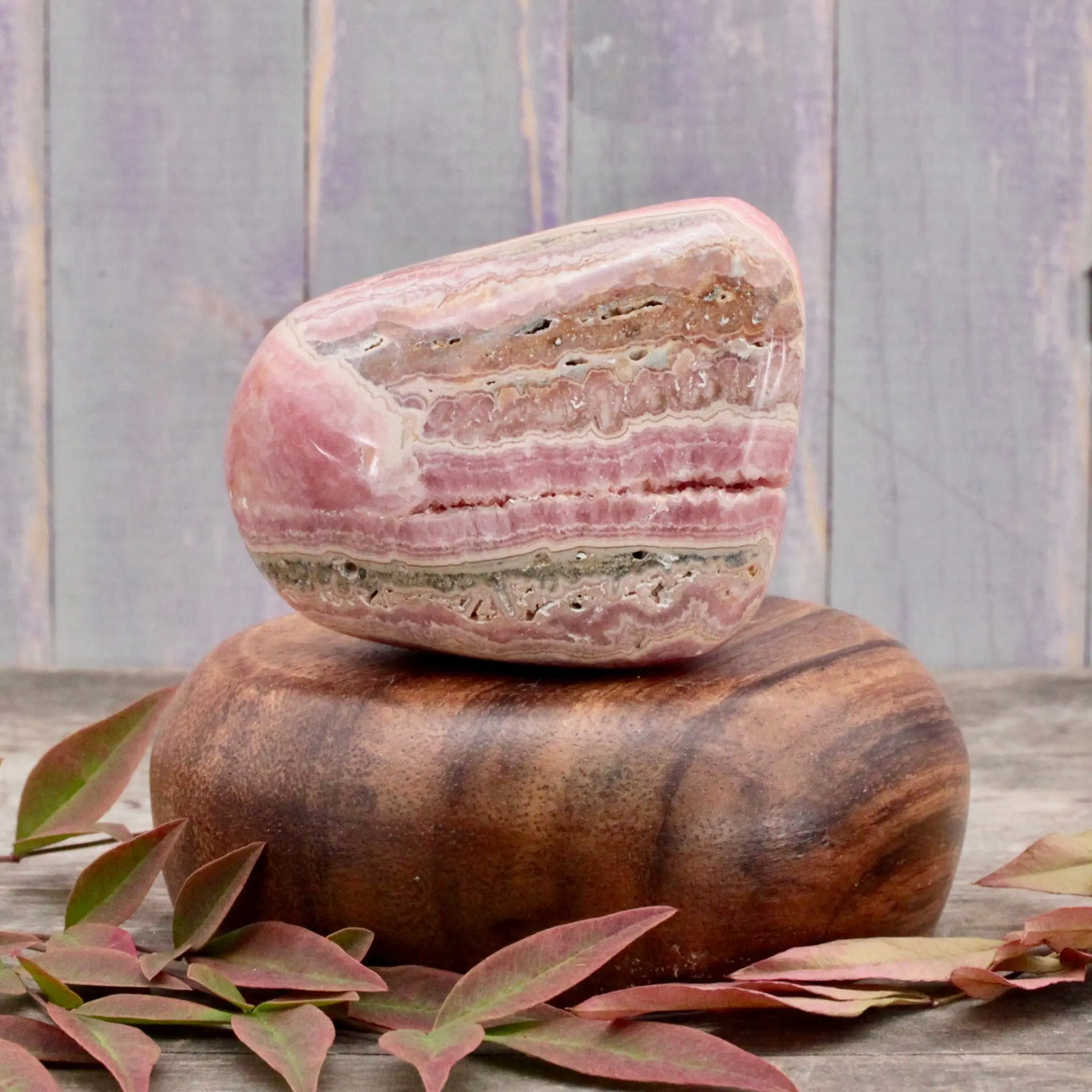 Rhodochrosite Freeform side view