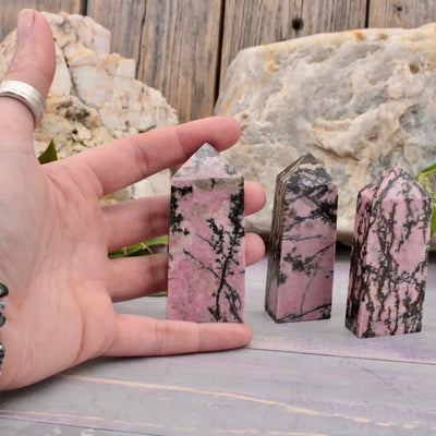Rhodonite Obelisk hand