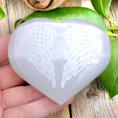 Selenite Heart with Wings