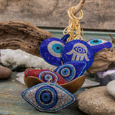 Evil Eye & Hamsa Rhinestone Keychain Collection