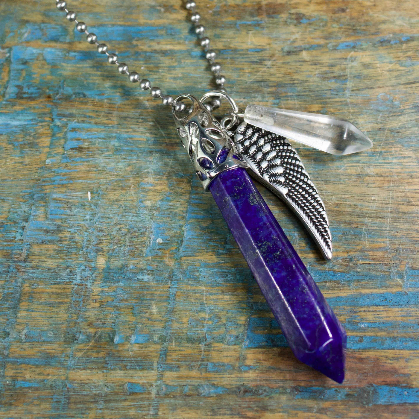 Lapis Lazuli Guardian Stones Necklace, Large Point