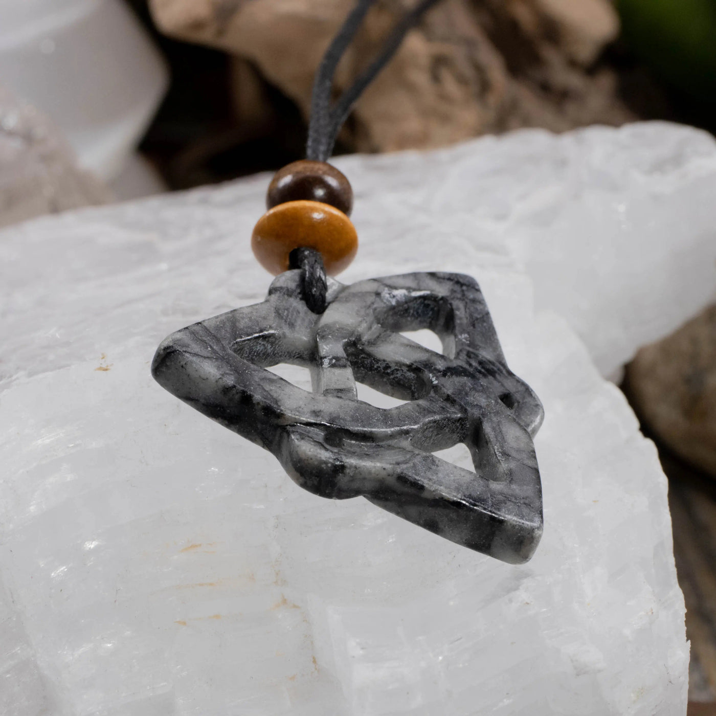 Black Picasso Jasper Sacred Symbols Triquetra