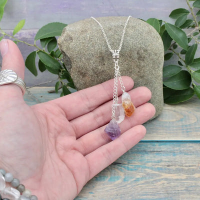 Amethyst, Citrine and Quartz Crystal Dreams Necklace hand