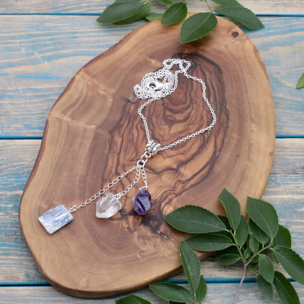 Amethyst, Kyanite and Quartz Crystal Dreams Necklace