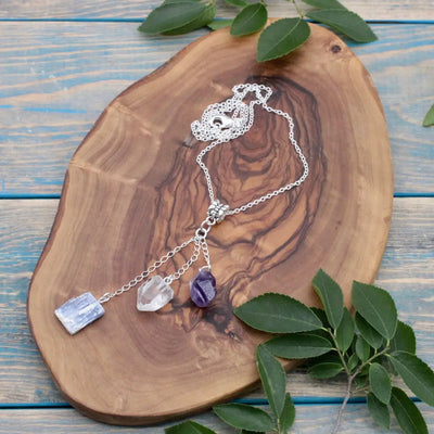 Amethyst, Kyanite and Quartz Crystal Dreams Necklace