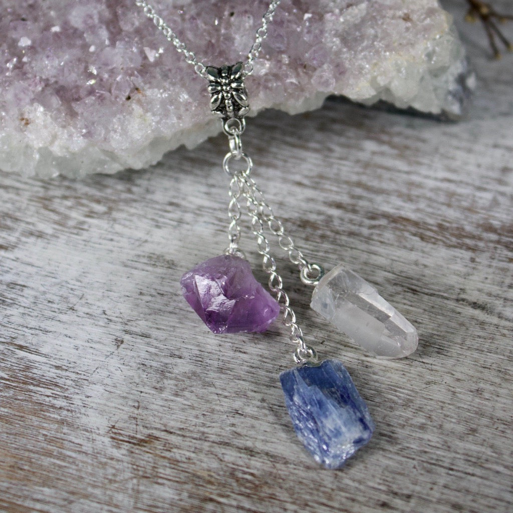 Amethyst, Kyanite and Quartz Crystal Dreams Necklace