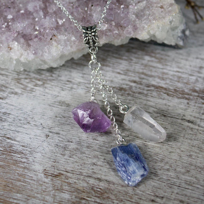 Amethyst, Kyanite and Quartz Crystal Dreams Necklace