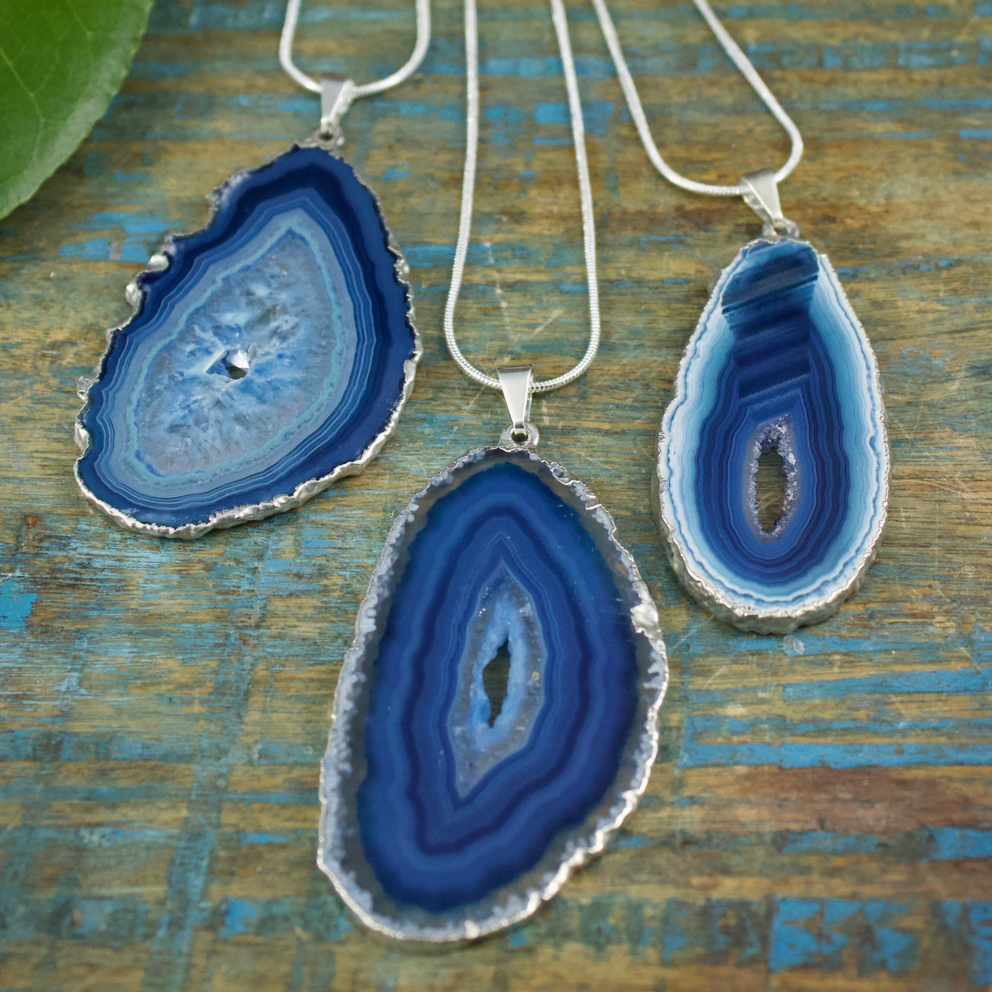 Blue Agate Cave Necklace group