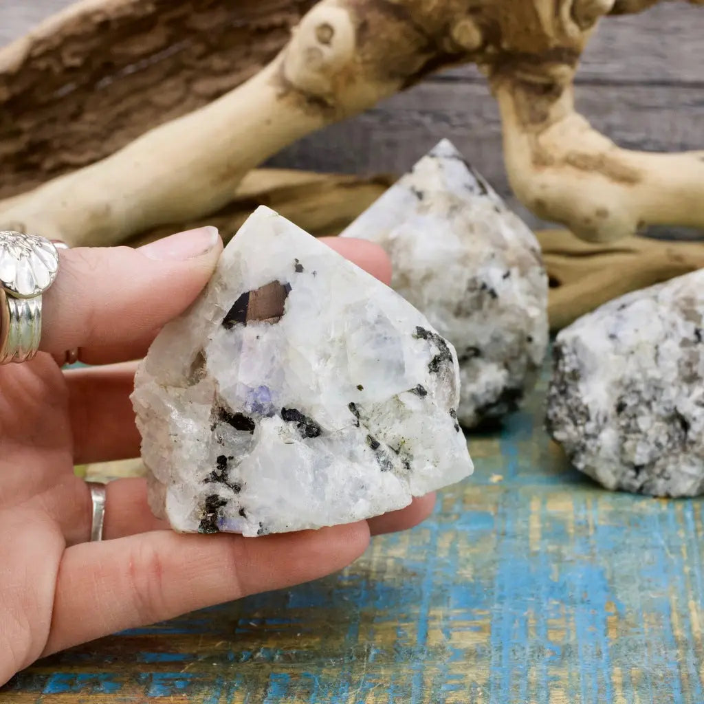 Rainbow Moonstone with Tourmaline